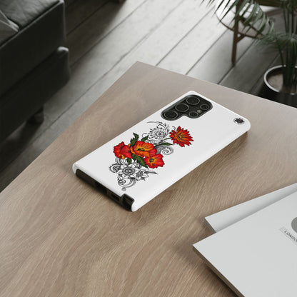 Floral Red Poppy - Tough Galaxy Phone Case Series S10-S25 Series