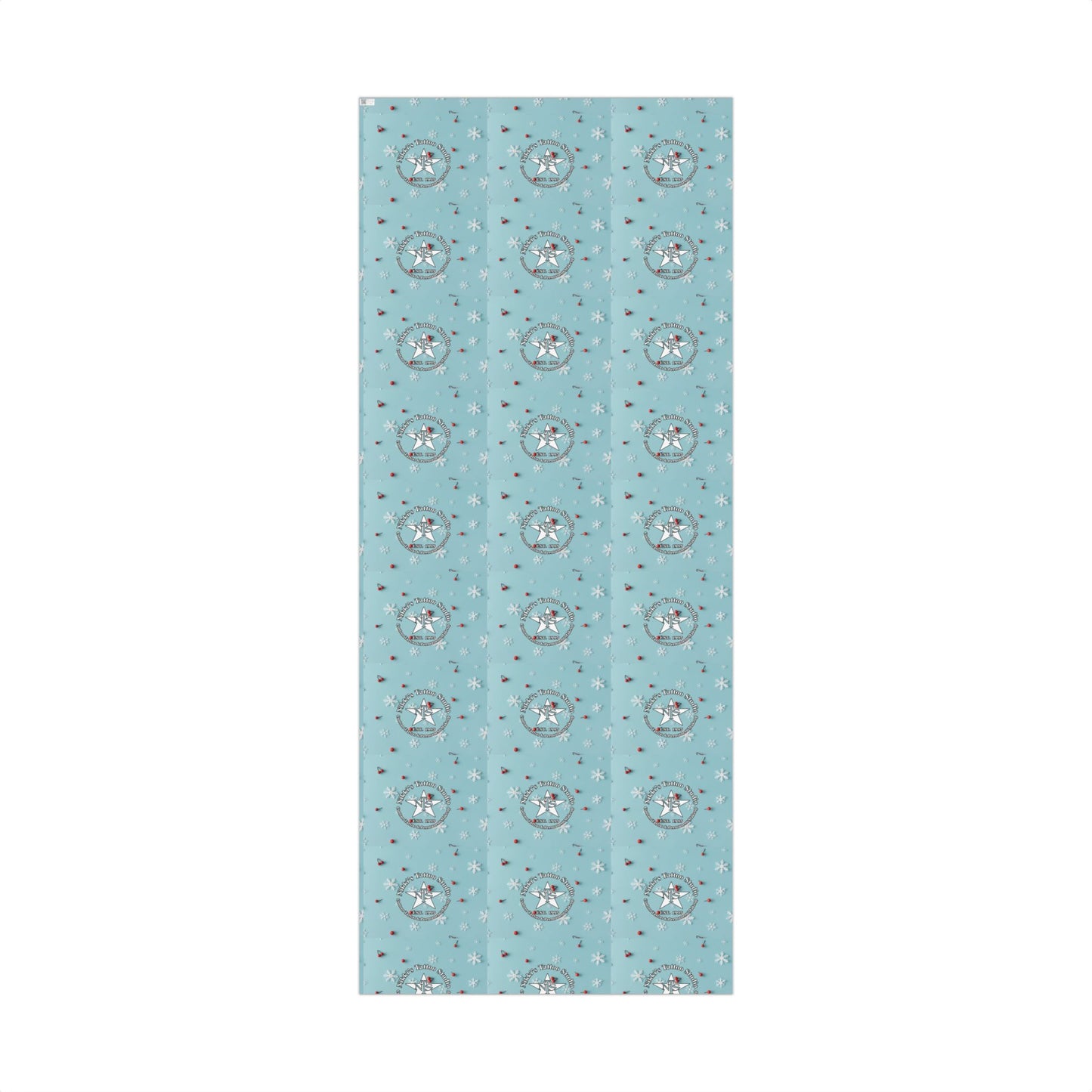 Nikki's Tattoo Studio Holiday Gift Wrapping (Matte or Satin) Snowflakes & Cherries Artwork