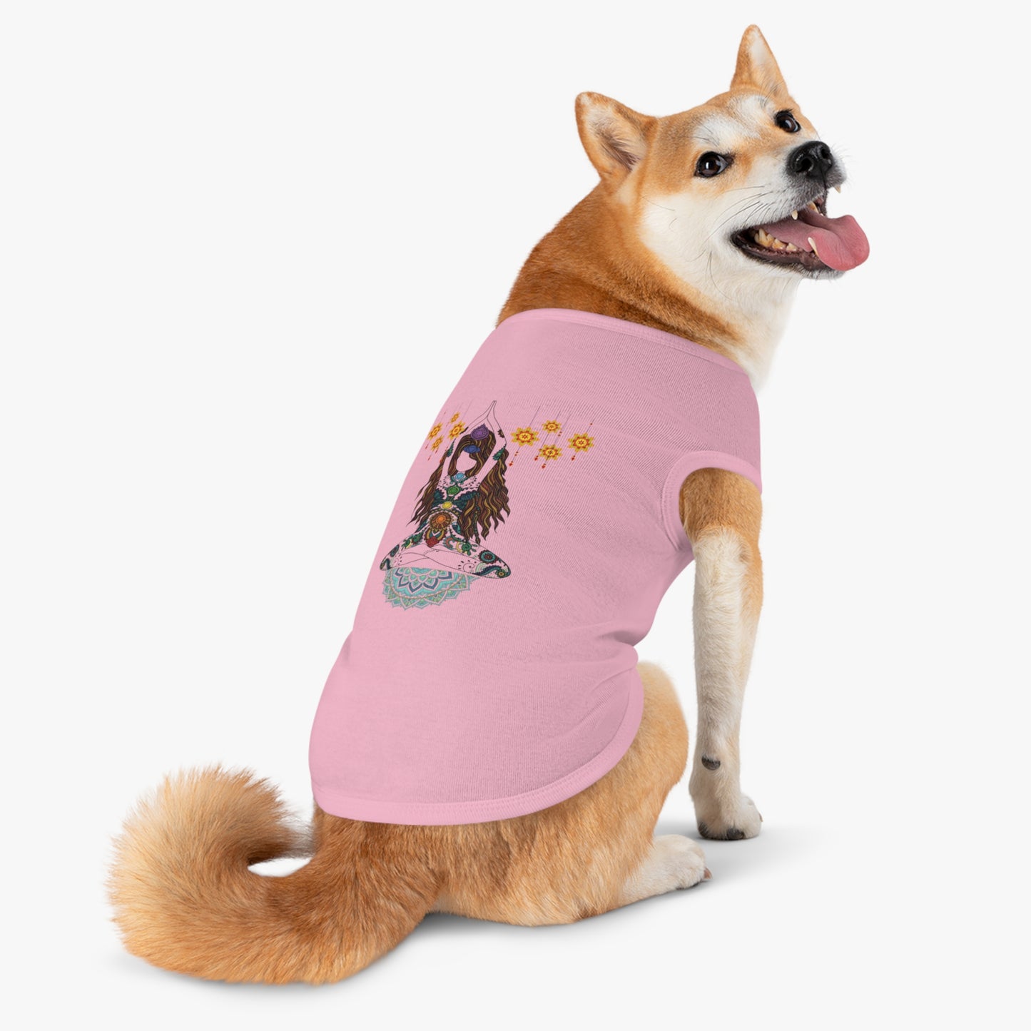 Yoga Goddess Meditation Lotus - Pink Pet  Tank Top – White Pet Tank Top