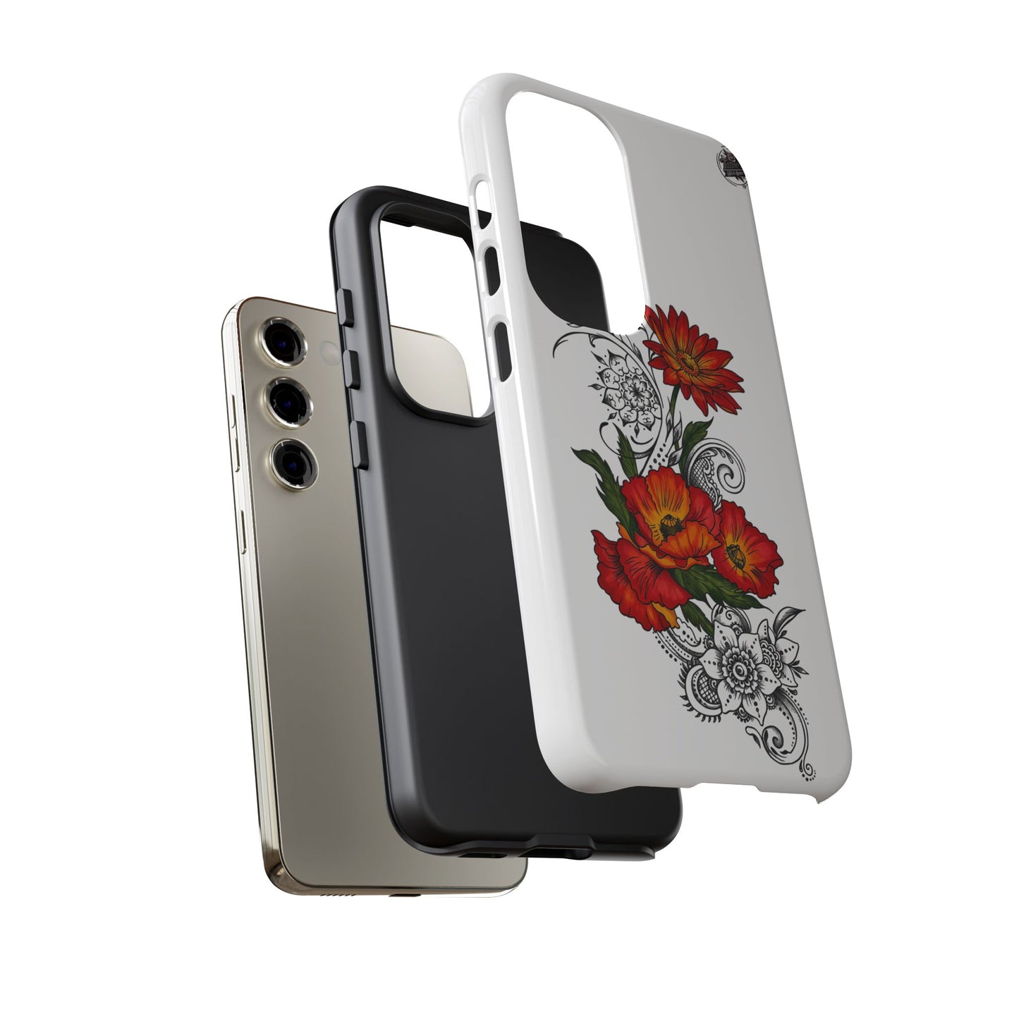 Floral Red Poppy - Tough Galaxy Phone Case Series S10-S25 Series