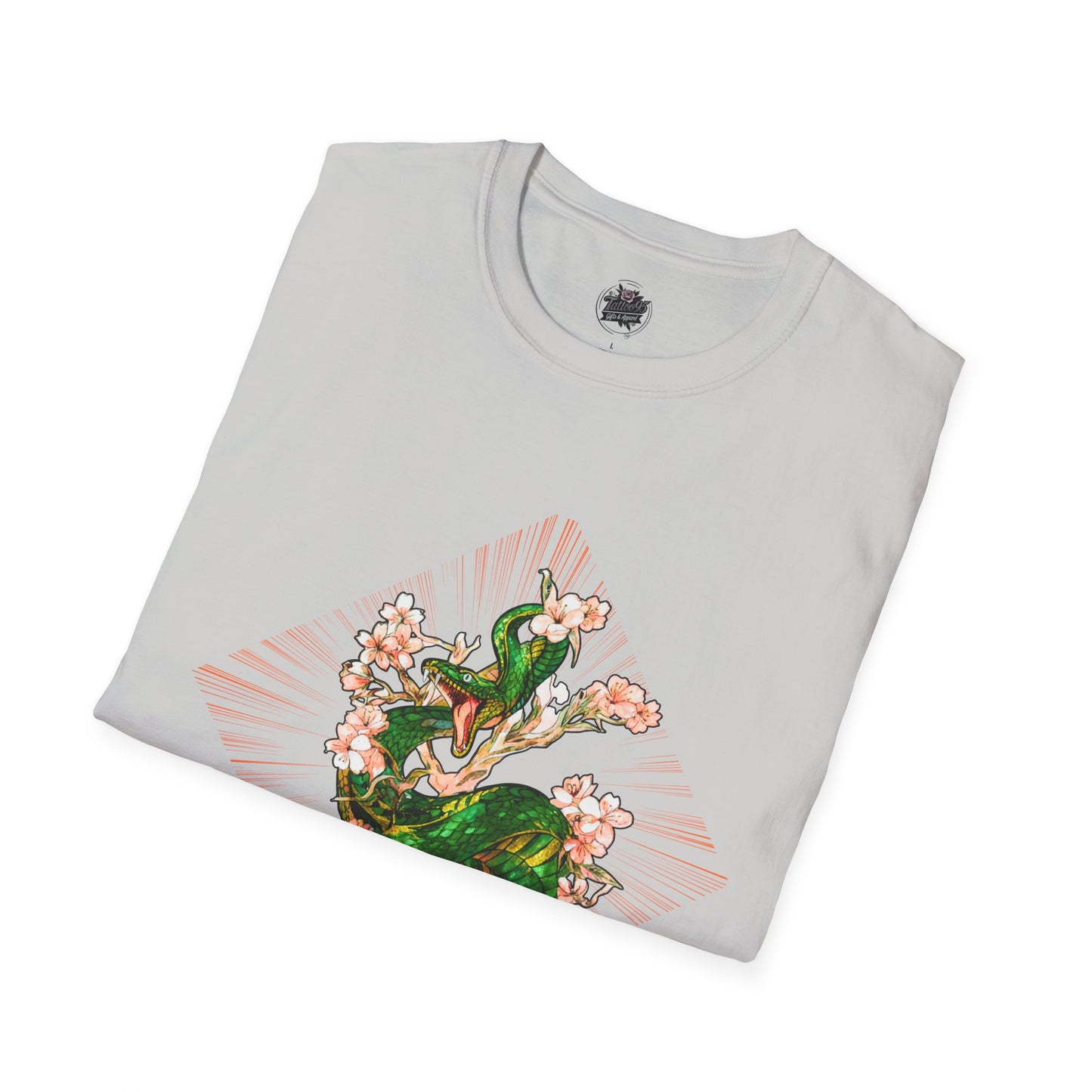 Snake and Cherry Blossoms - Unisex Softstyle T-Shirt