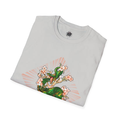 Snake and Cherry Blossoms - Unisex Softstyle T-Shirt