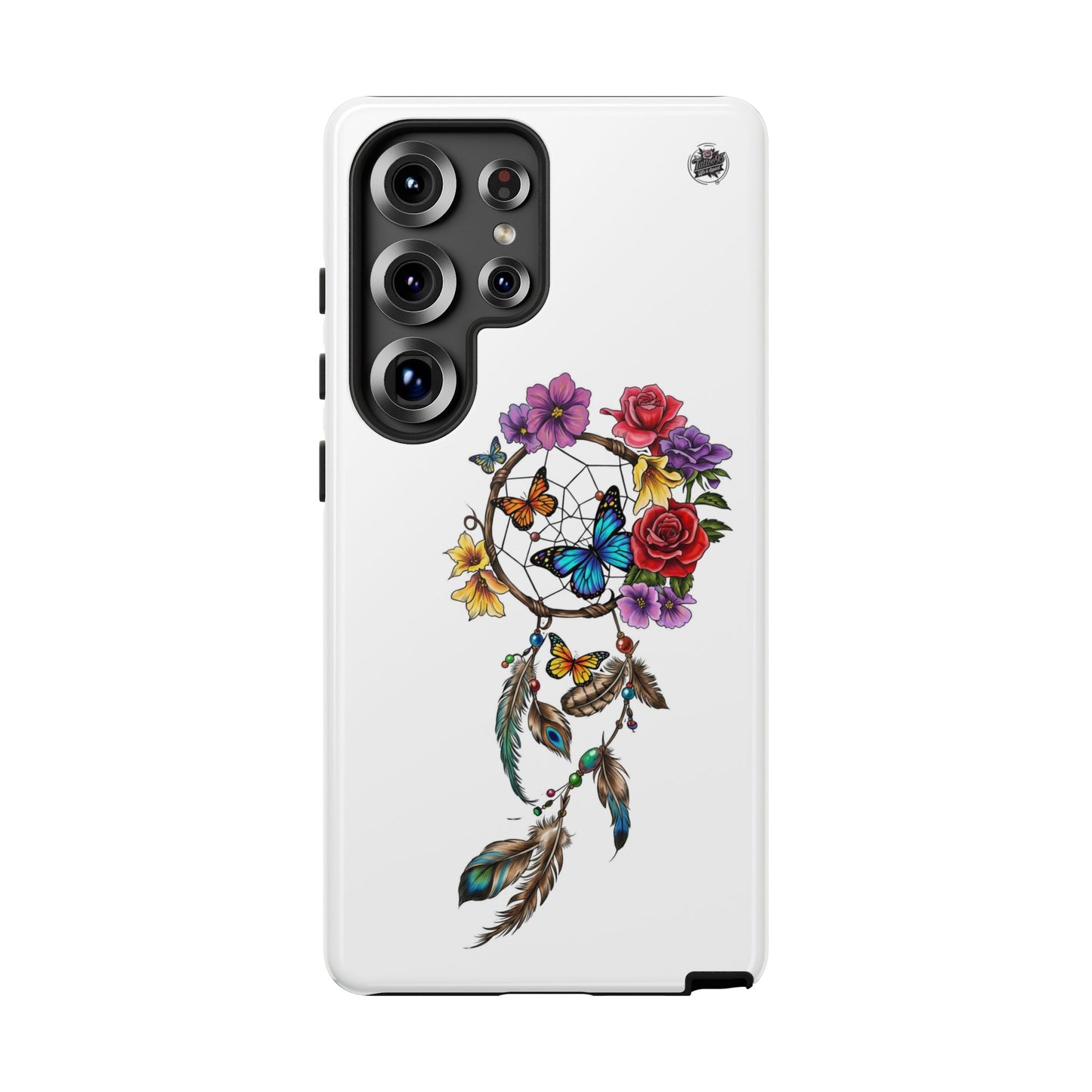 Dreamcatcher &  Butterflies White — Tough Galaxy S10-S25 Series Protective Cover