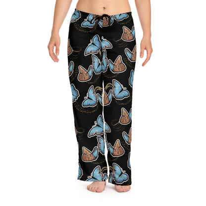 Blue Morphis Butterfly - Pajama Pants — Tattoo-Style All-Over Print