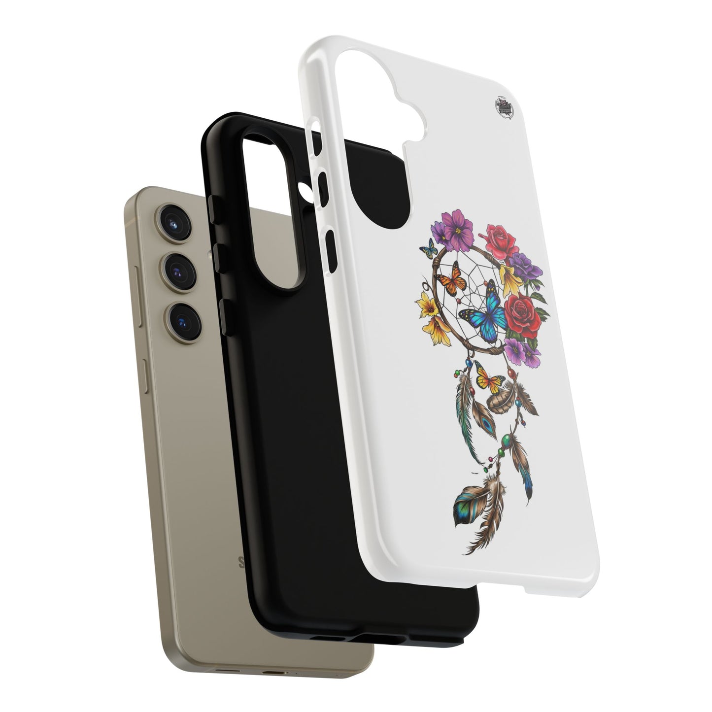 Dreamcatcher &  Butterflies White — Tough Galaxy S10-S25 Series Protective Cover