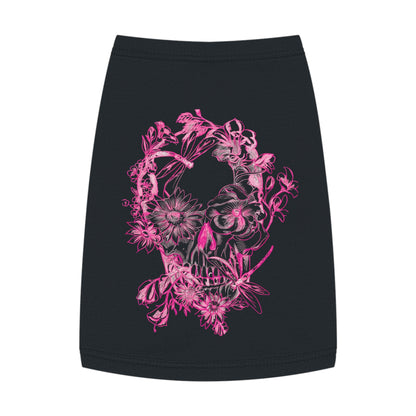 Floral Skull and Dragonfly Tattoo Art (Pink) - Black Pet Tank Top – White Pet Tank Top