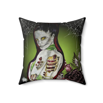 Zombie Lady Deadrah - Square Pillow, Home decor, Black Pillow