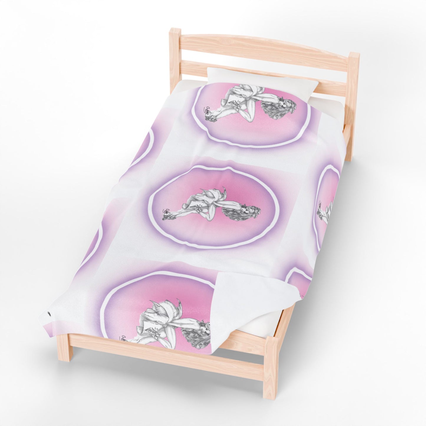 Pretty Bunny Vintage Artwork - Velveteen Plush Blanket — Soft Vintage Bunny Throw for Cozy Nights