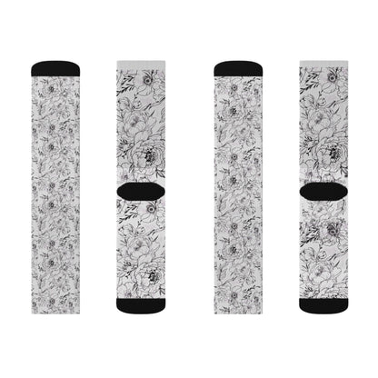 Peonies Tattoo Artwork - Socks