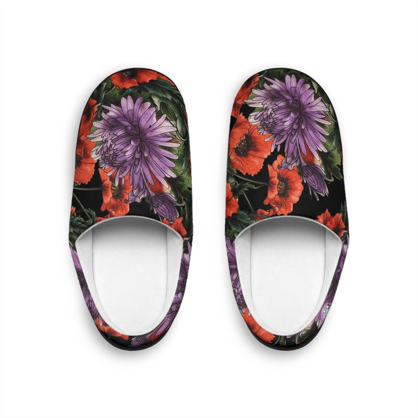 Red Poppy Purple Aster - Women's Indoor Slippers