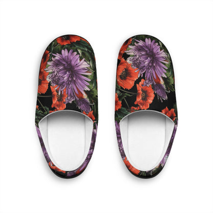 Red Poppy Purple Aster - Women's Indoor Slippers