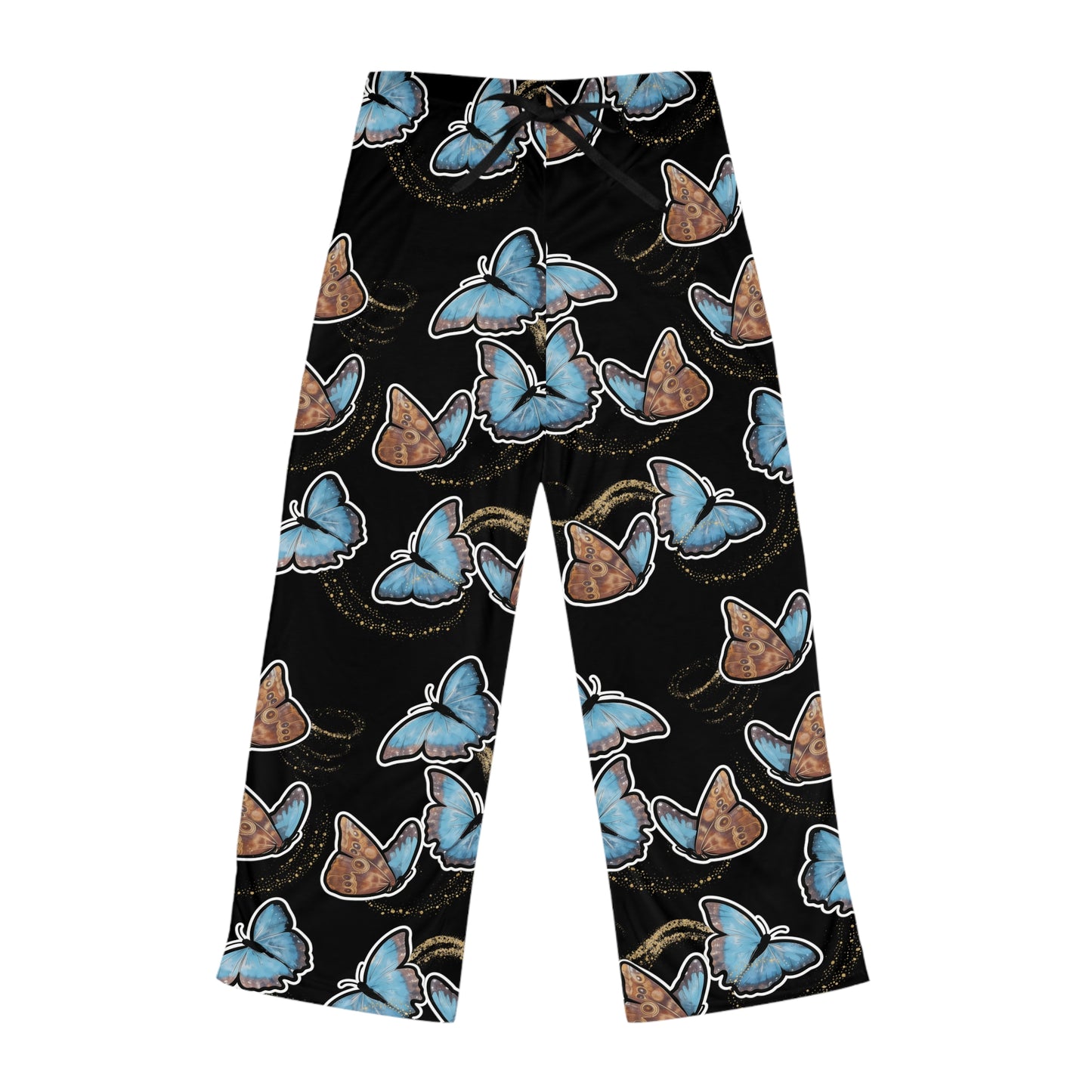 Blue Morphis Butterfly - Pajama Pants — Tattoo-Style All-Over Print