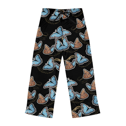 Blue Morphis Butterfly - Pajama Pants — Tattoo-Style All-Over Print