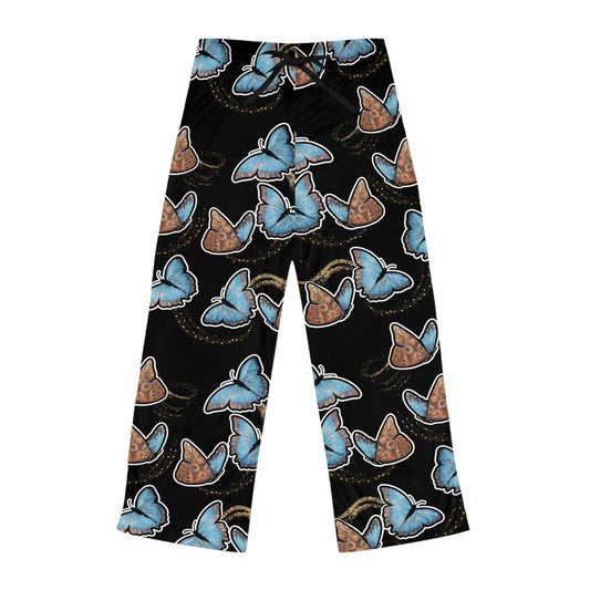 Blue Morphis Butterfly - Pajama Pants — Tattoo-Style All-Over Print