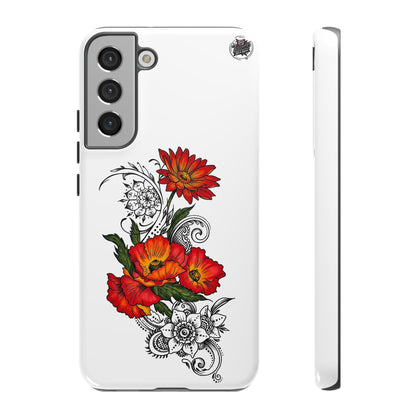 Floral Red Poppy - Tough Galaxy Phone Case Series S10-S25 Series