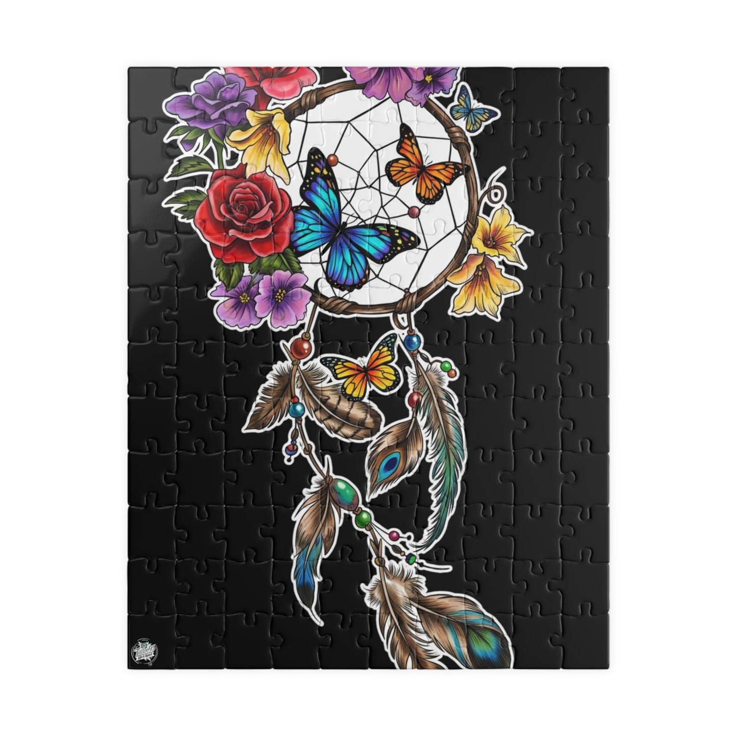 Dreamcatcher & Butterflies Puzzle — Vibrant Tattoo Artwork (110–1014 pcs)