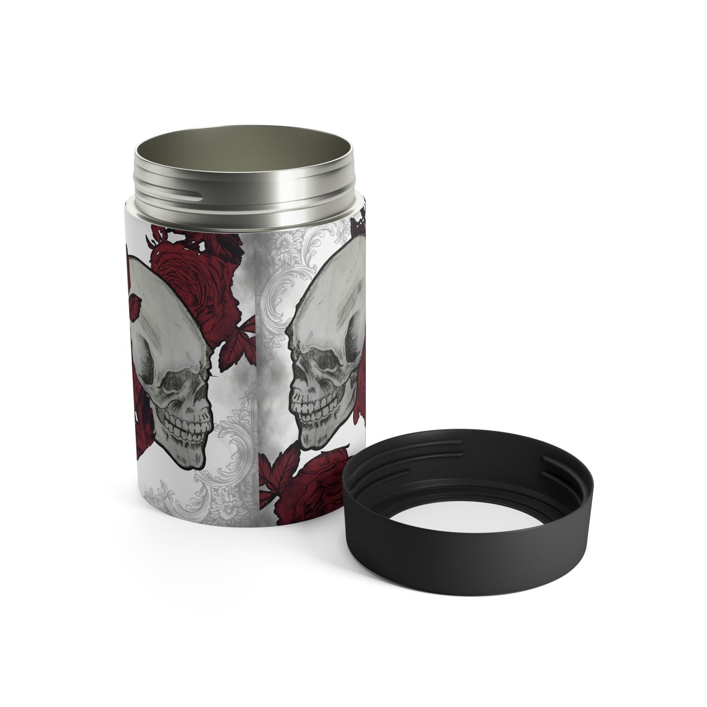 Skull & Roses Stainless Steel 12oz Can Holder — Insulated Cooler