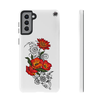 Floral Red Poppy - Tough Galaxy Phone Case Series S10-S25 Series