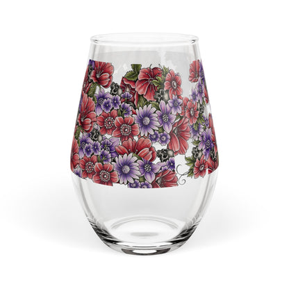 Flowers & Skulls - Stemless Wine Glass, 11.75oz