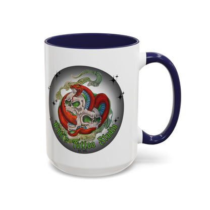 Nikki's Tattoo Studio Collection - Skull and Red Snake Logo, Coffee Mug