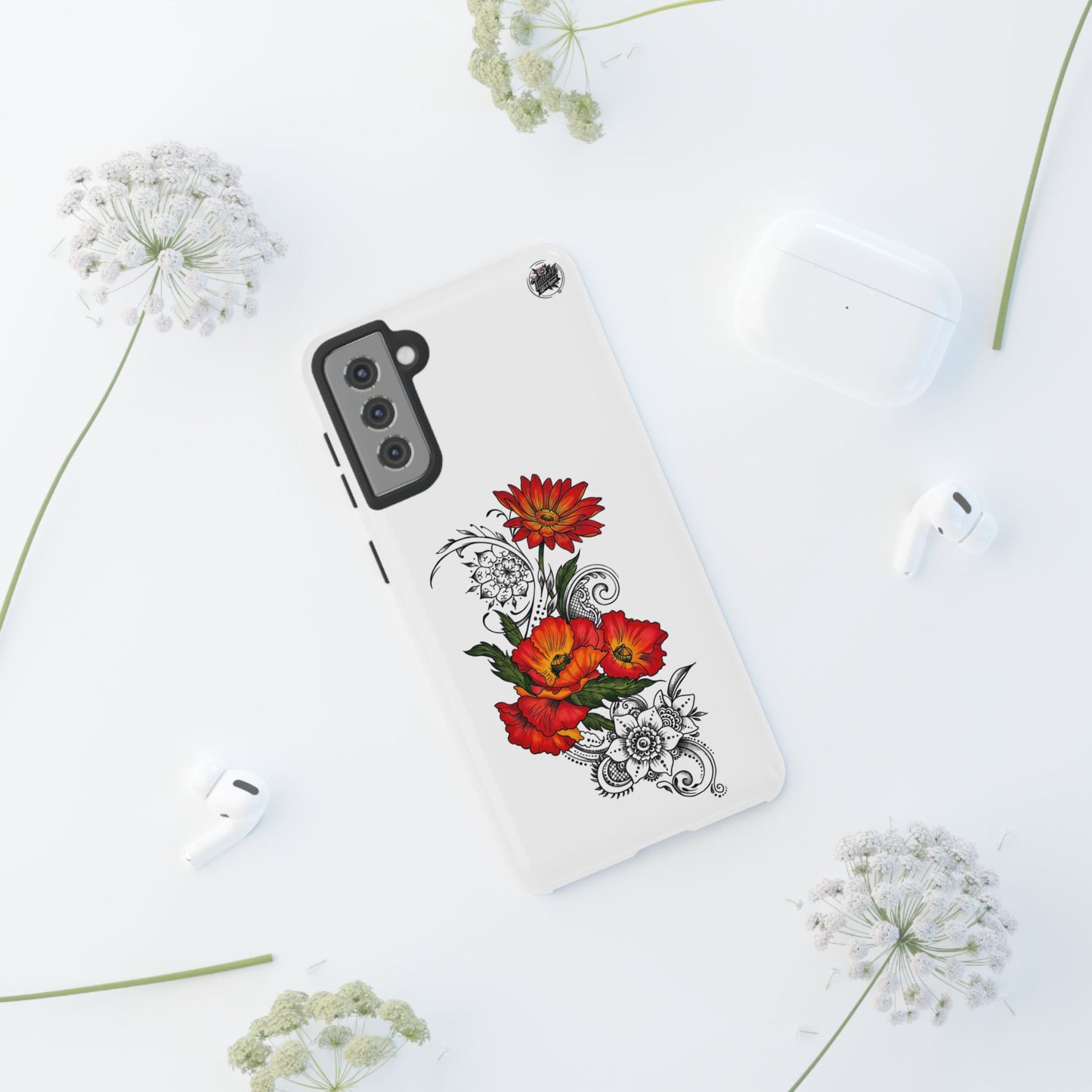 Floral Red Poppy - Tough Galaxy Phone Case Series S10-S25 Series
