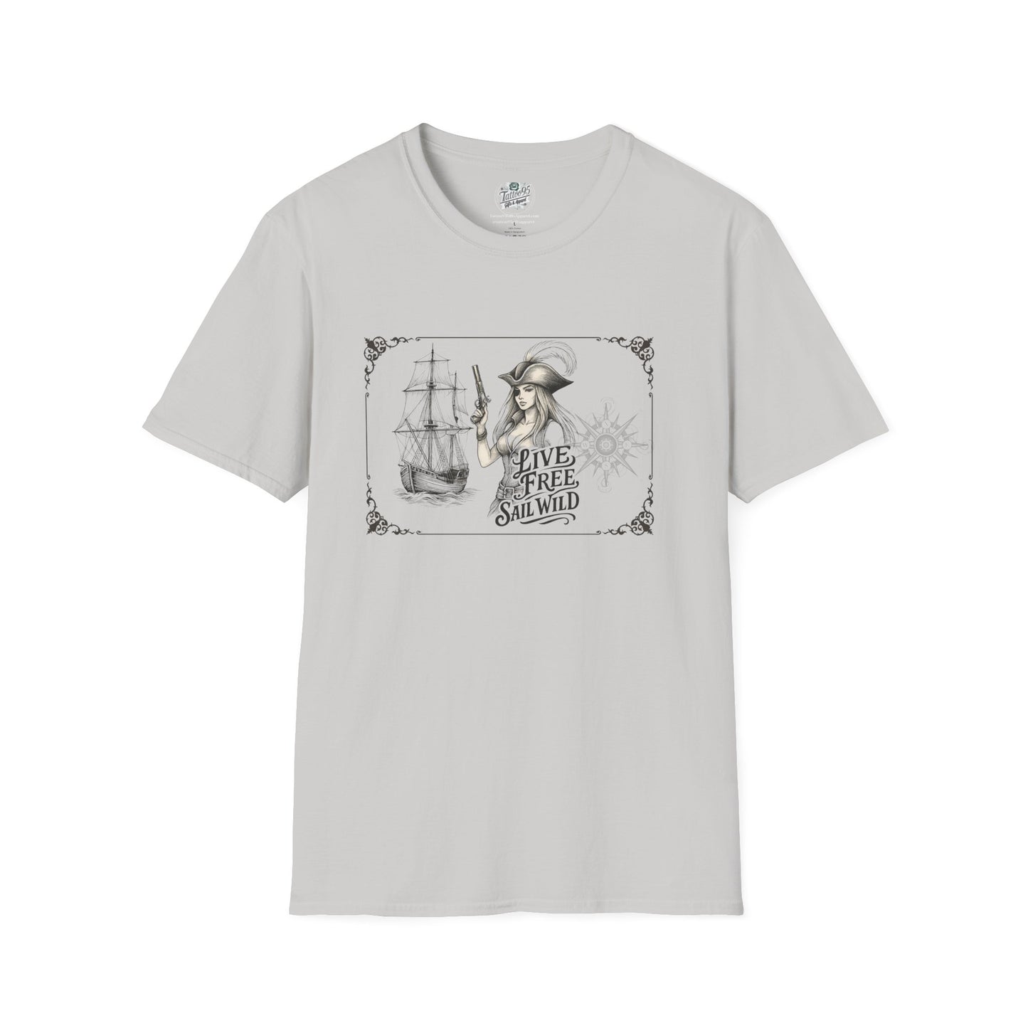 Live Free, Sail Wild Pirate Lady with Back Quote "I’m the Storm You Saw Coming" - Tshirt