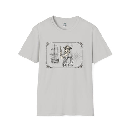 Live Free, Sail Wild Pirate Lady with Back Quote "I’m the Storm You Saw Coming" - Tshirt