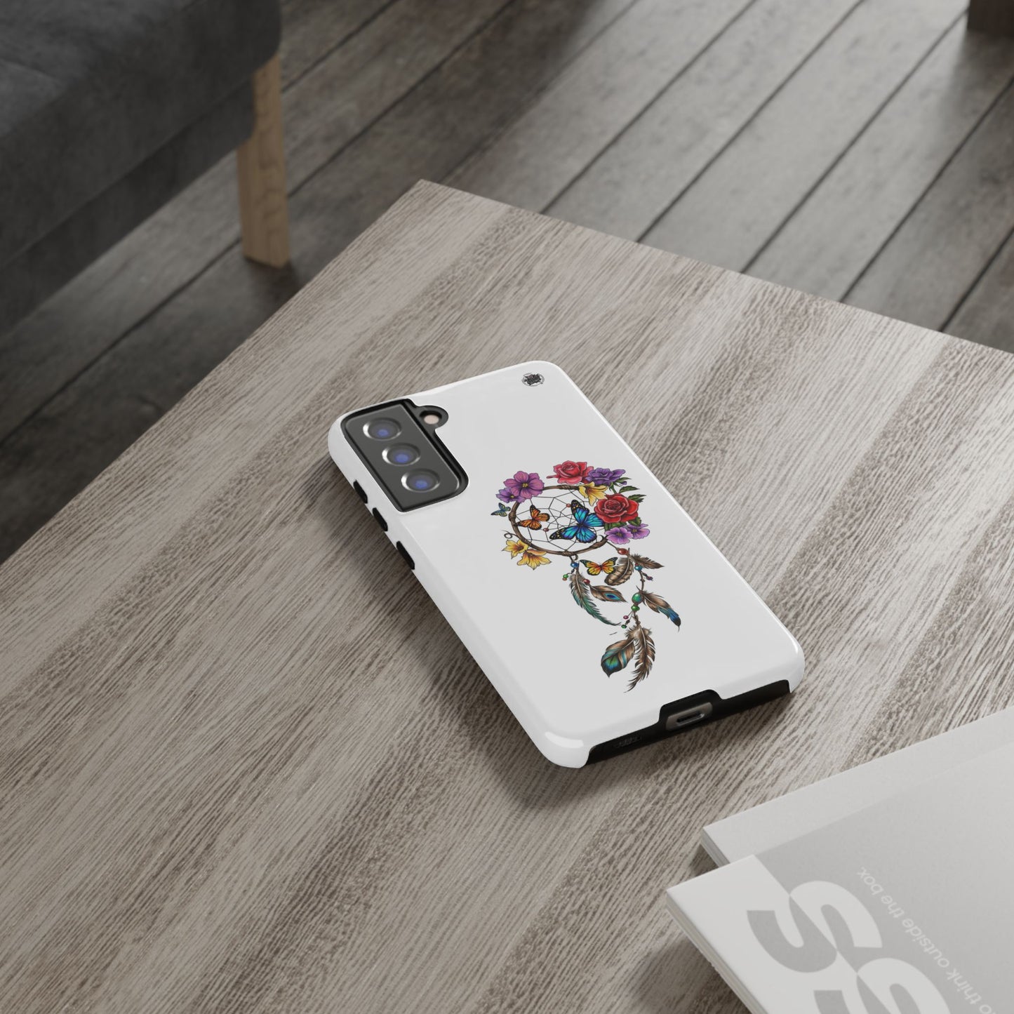 Dreamcatcher &  Butterflies White — Tough Galaxy S10-S25 Series Protective Cover
