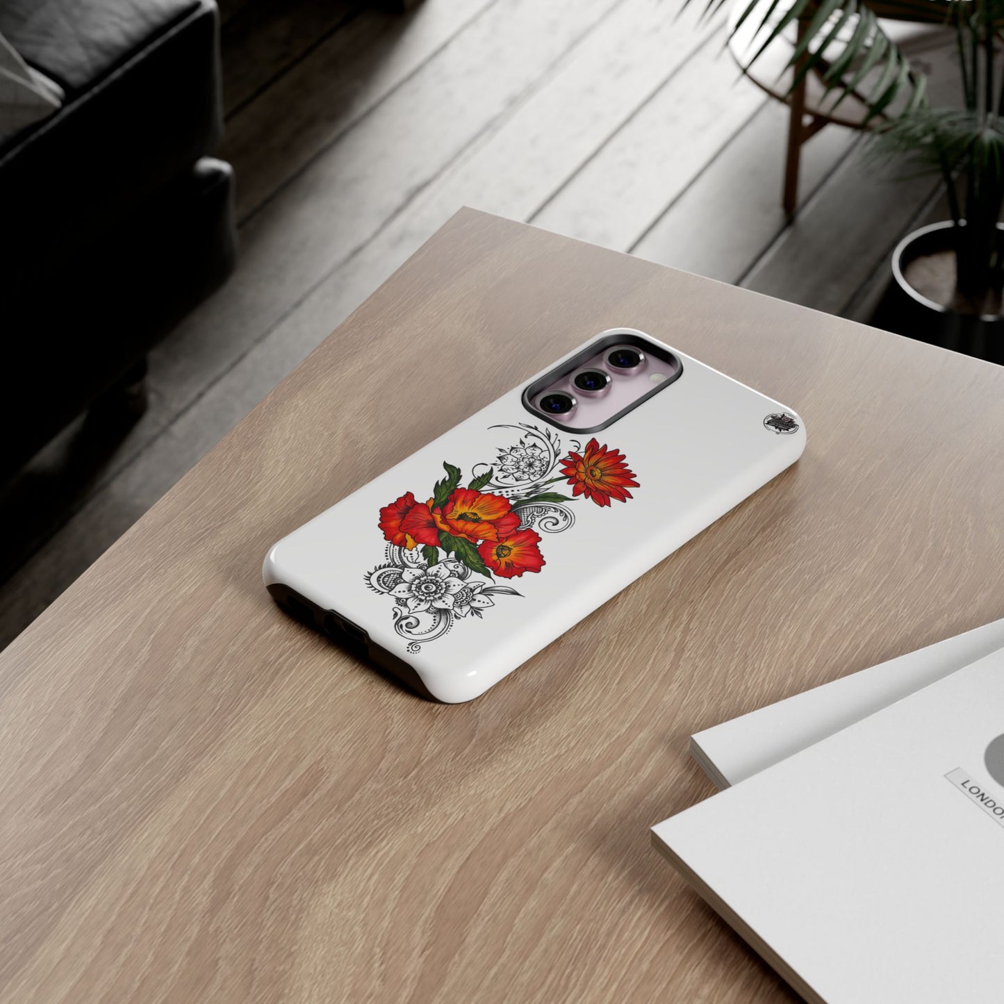 Floral Red Poppy - Tough Galaxy Phone Case Series S10-S25 Series