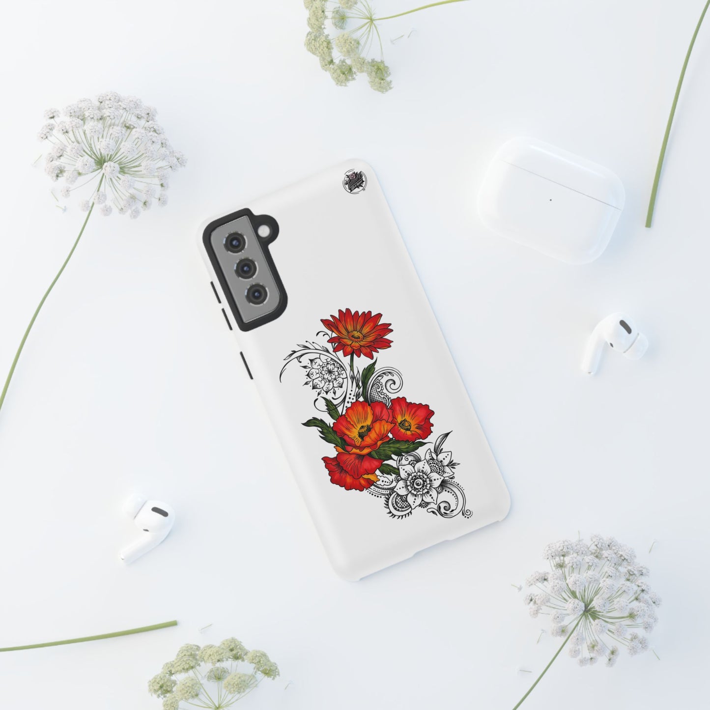 Floral Red Poppy - Tough Galaxy Phone Case Series S10-S25 Series