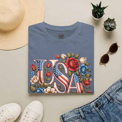 Floral USA 250th T-Shirt — Happy Birthday America