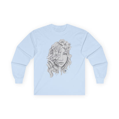 Flower Child Tattoo Artwork - Long Sleeve Ultra Cotton T-Shirt
