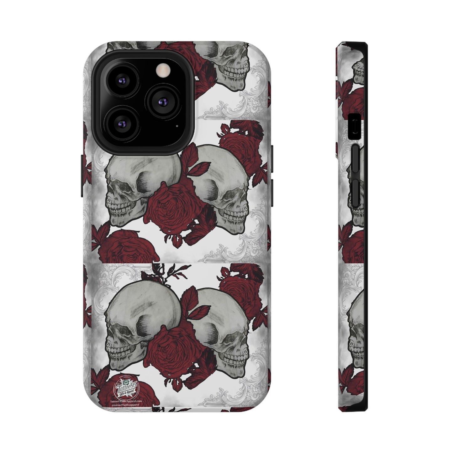 Skulls and Roses Tattoo Art - iPhone Case