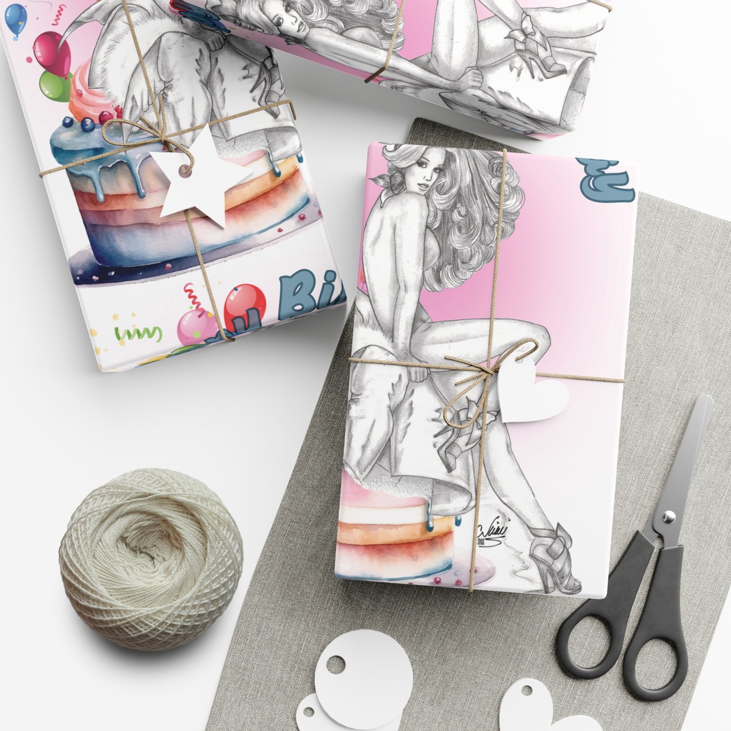 Pretty Bunny Vintage Artwork - BIRTHDAY Wrapping Paper - Eco Friendly Gift Wrap