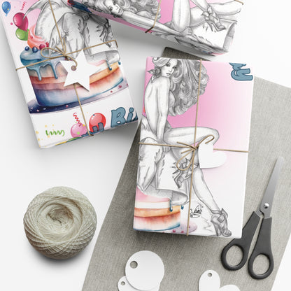 Pretty Bunny Vintage Artwork - BIRTHDAY Wrapping Paper - Eco Friendly Gift Wrap