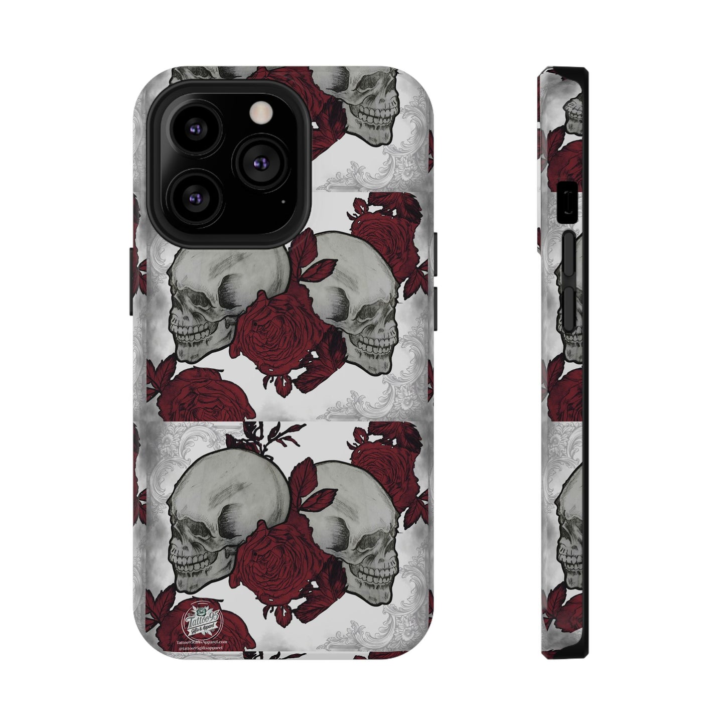 Skulls and Roses Tattoo Art - iPhone Case