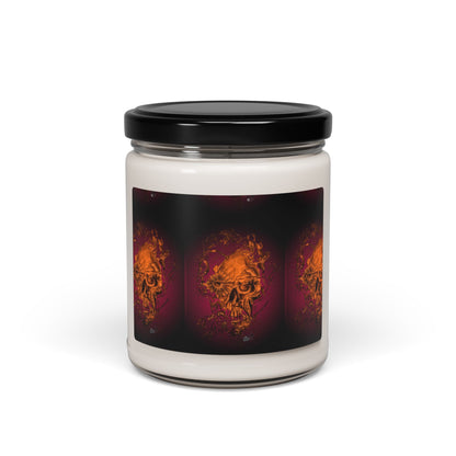 Floral Skull and Dragonfly Tattoo Art (Orange) -  9oz Candle, Long-Burn Aromatic Candle Scented and unscented.