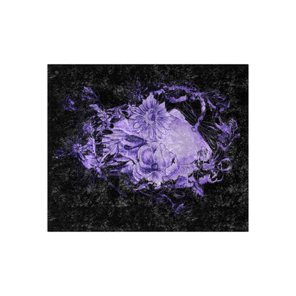 Floral Skull and Dragonfly Tattoo Art (Purple) - Crushed Velvet Blanket