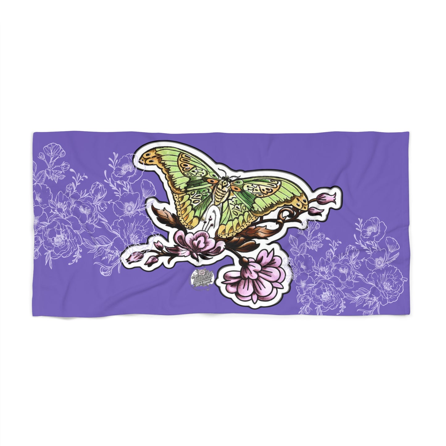 Butterfly & Peonies - Beach Towel
