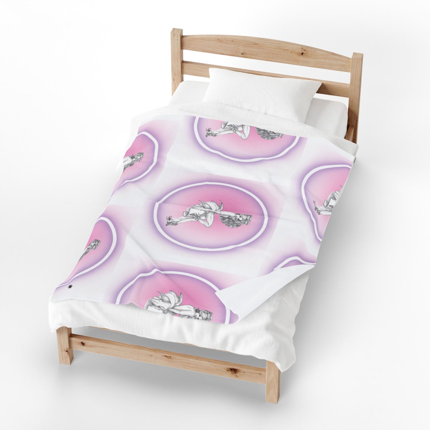 Pretty Bunny Vintage Artwork - Velveteen Plush 50" x 60" Blanket — Soft Vintage Bunny Throw for Cozy Nights