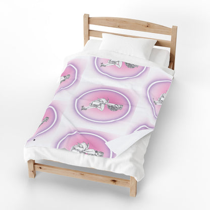 Pretty Bunny Vintage Artwork - Velveteen Plush 50" x 60" Blanket — Soft Vintage Bunny Throw for Cozy Nights