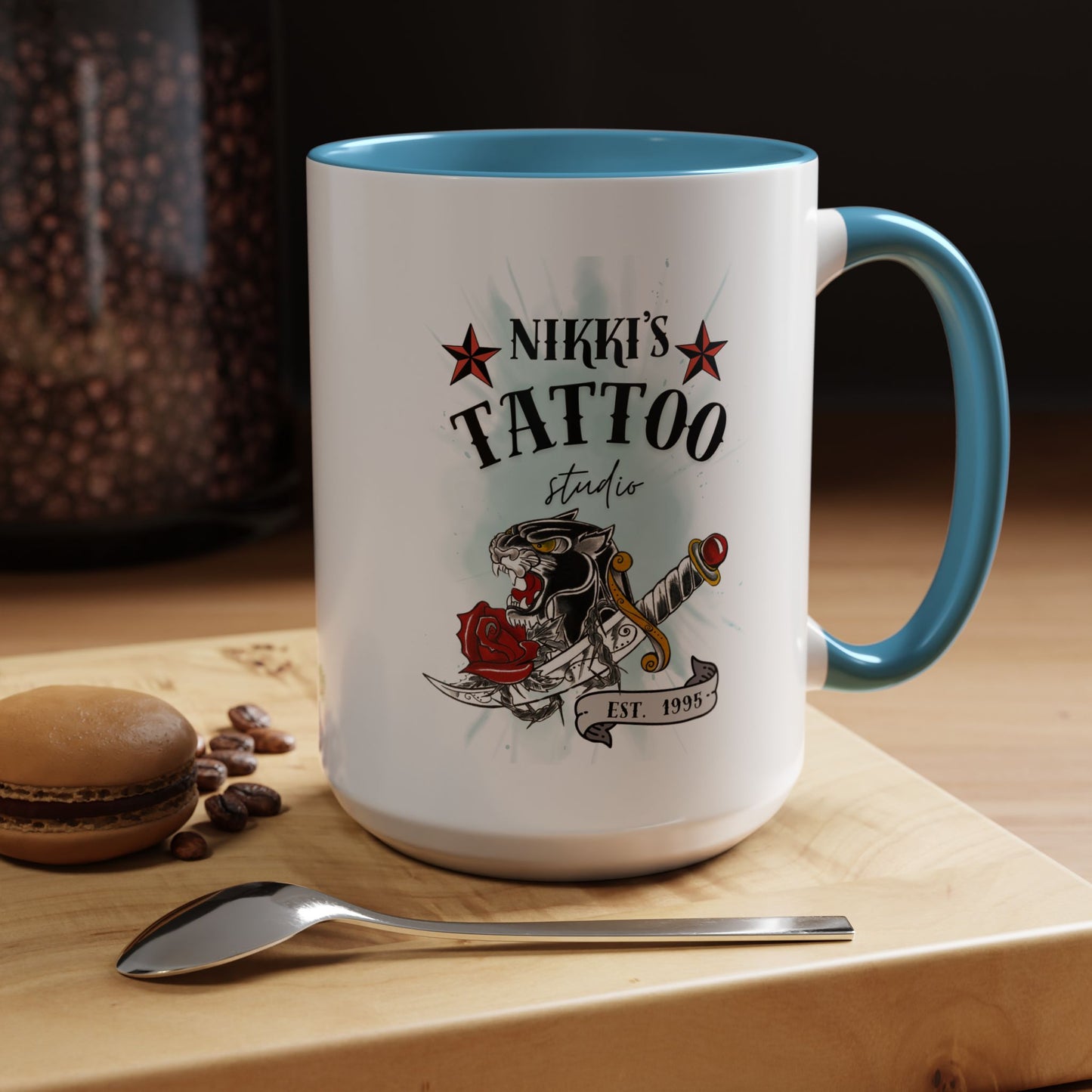 Nikki's Tattoo Studio Collection - Panther Dagger Rose - Ceramic Mug