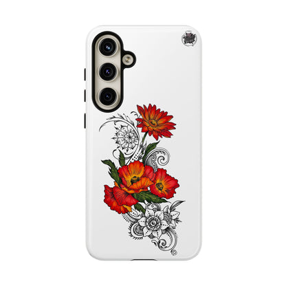 Floral Red Poppy - Tough Galaxy Phone Case Series S10-S25 Series