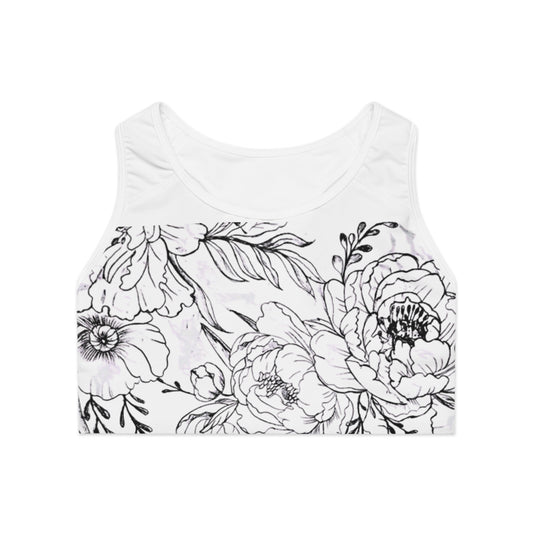 Peonies Tattoo Artwork - Sports Bra