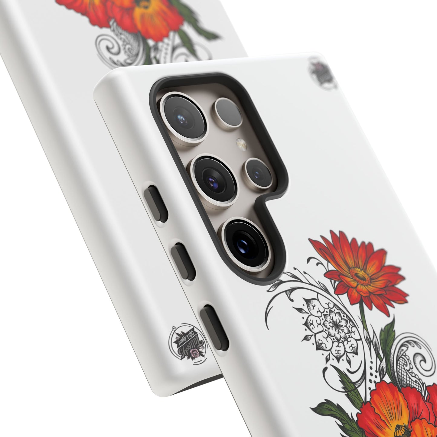 Floral Red Poppy - Tough Galaxy Phone Case Series S10-S25 Series