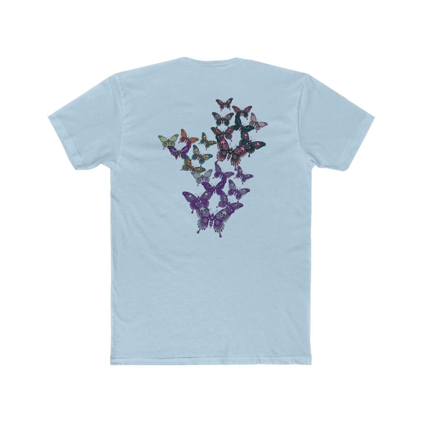 Butterfly Skulled Wings - Crew Tee — Blue Graphic 'Quiet Promise' Cotton Tee