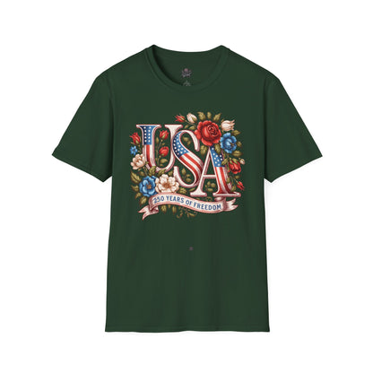 Floral USA 250th T-Shirt — Happy Birthday America