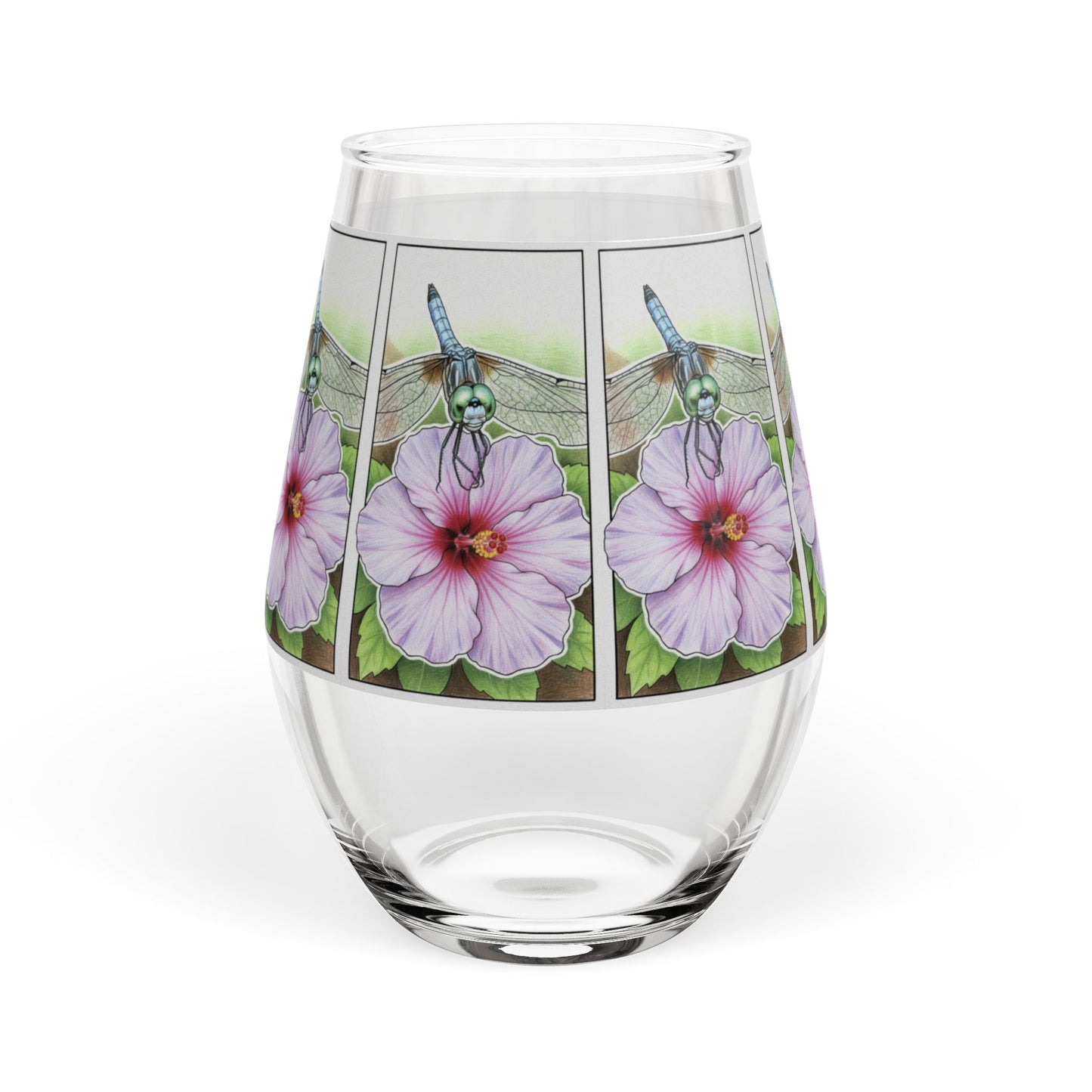Dragonfly Hibiscus - Stemless Wine Glass, 11.75oz