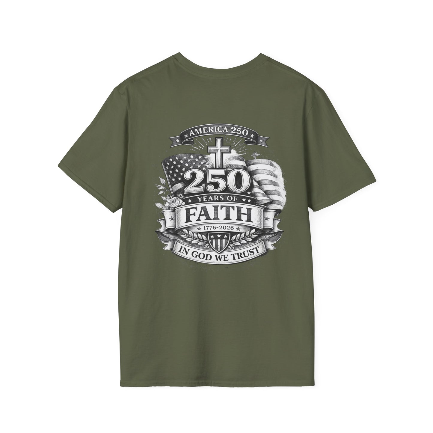 Patriotic '250 Years of Faith in the USA' T-Shirt — Happy Birthday America