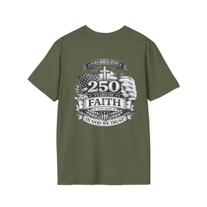 Patriotic '250 Years of Faith in the USA' T-Shirt — Happy Birthday America
